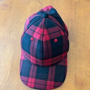 Black & Red plaid baseball cap. Size L/XL